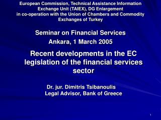 Se minar on Financial Services Ankara, 1 March 2005