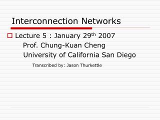 Interconnection Networks