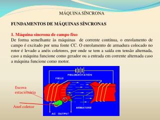 MÁQUINA SÍNCRONA Fundamentos de máquinas SÍNCRONAS 1. Máquina síncrona de campo fixo