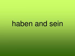 haben and sein