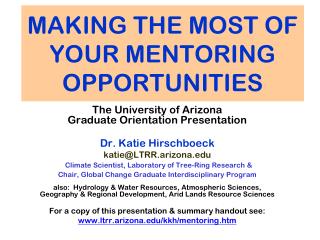 MAKING THE MOST OF YOUR MENTORING OPPORTUNITIES