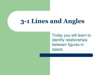 3-1 Lines and Angles