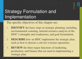 Strategy Formulation and Implementation