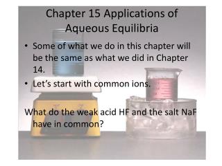 Chapter 15 Applications of Aqueous Equilibria