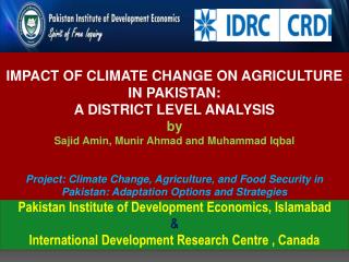 Pakistan Institute of Development Economics, Islamabad &amp;