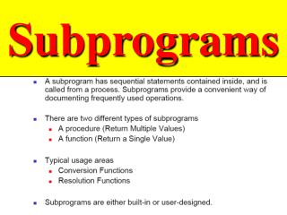 Subprograms