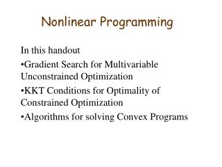 Nonlinear Programming