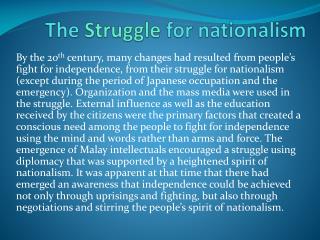 The Struggle for nationalism