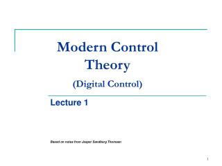 Modern Control Theory (Digital Control)