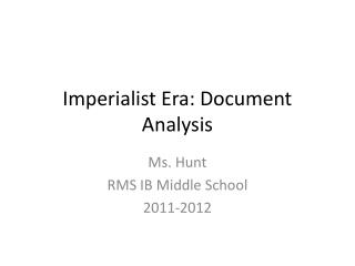 Imperialist Era: Document Analysis