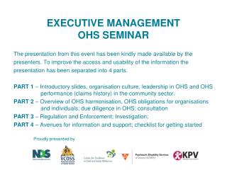 EXECUTIVE MANAGEMENT OHS SEMINAR