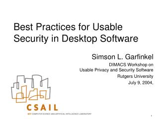 Best Practices for Usable Security in Desktop Software