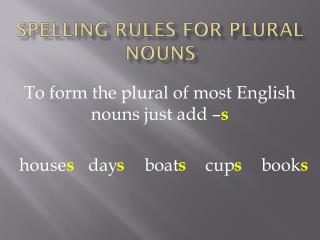SPELLING RULES FOR PLURAL NOUNS