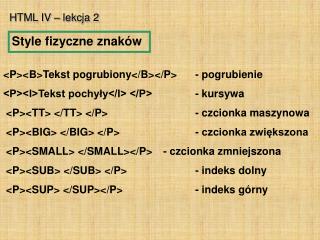 HTML IV – lekcja 2