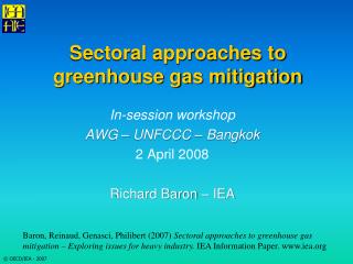 Sectoral approaches to greenhouse gas mitigation