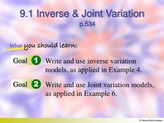 9.1 Inverse &amp; Joint Variation