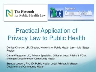 Practical Application of Privacy Law to Public Health