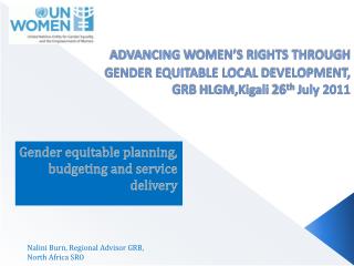 Gender equitable planning, budgeting and service delivery