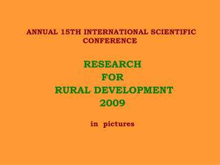 ANNUAL 15TH INTERNATIONAL SCIENTIFIC CONFERENCE