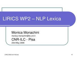 LIRICS WP2 – NLP Lexica