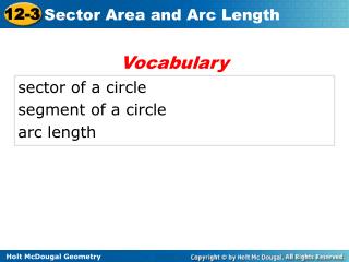 sector of a circle segment of a circle arc length