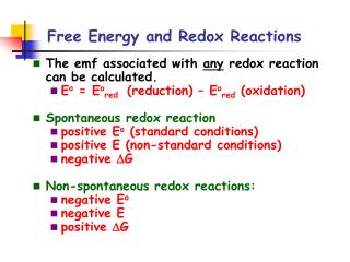 Free Energy and Redox Reactions