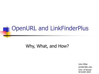 OpenURL and LinkFinderPlus