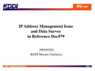 IP Address Management Issue and Data Survey in Reference Doc#79