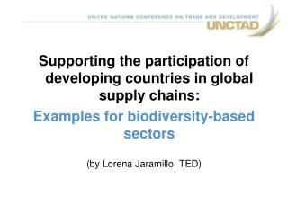 Supporting the participation of developing countries in global supply chains: