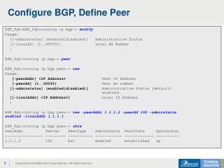 Configure BGP, Define Peer