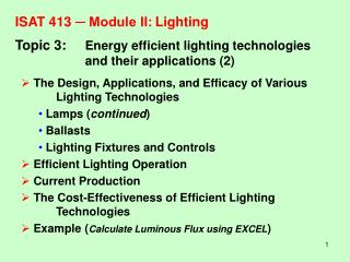 ISAT 413 ─ Module II:	Lighting