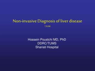Non-invasive Diagnosis of liver disease 7/8/88