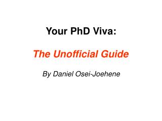 Your PhD Viva: