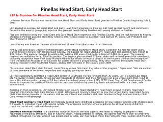 Pinellas Head Start, Early Head Start