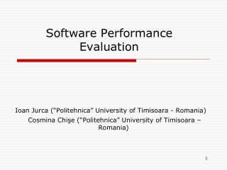 Software Performance Evaluation