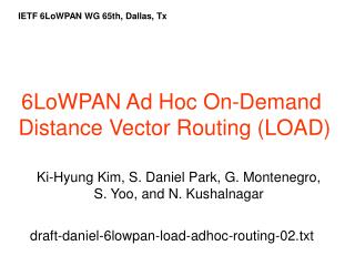 6LoWPAN Ad Hoc On-Demand Distance Vector Routing (LOAD)