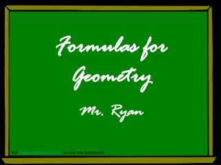 Formulas for Geometry