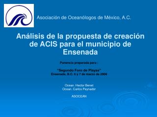 Análisis de la propuesta de creación de ACIS para el municipio de Ensenada