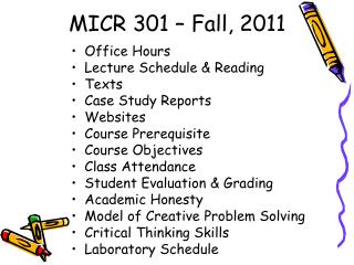 MICR 301 – Fall, 2011