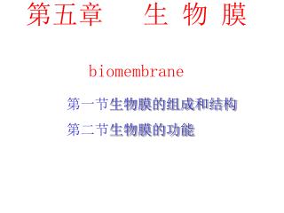 第五章 生 物 膜 biomembrane