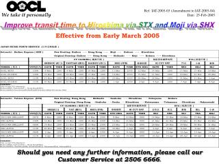 Effective from Early March 2005