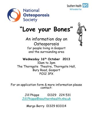 “Love your Bones” An information day on Osteoporosis for people living in Gosport