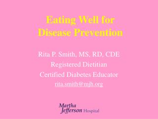 Eating Well for Disease Prevention