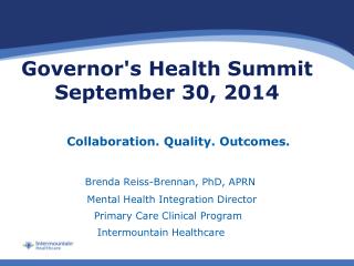 Governor's Health Summit September 30, 2014
