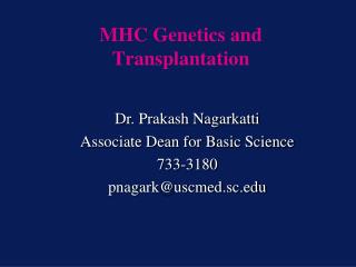 MHC Genetics and Transplantation