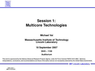 Session 1: Multicore Technologies