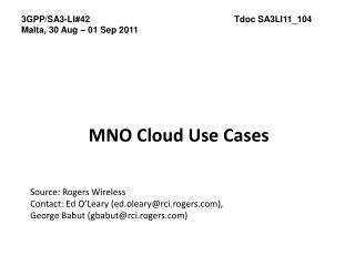 MNO Cloud Use Cases