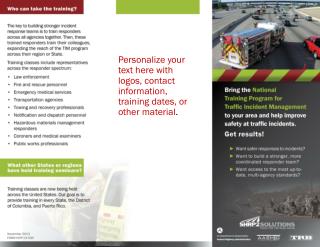 Personalize your text here with logos, contact information, training dates, or other material .