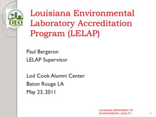 Louisiana Environmental Laboratory Accreditation Program (LELAP)