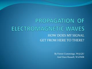 PROPAGATION OF ELECTROMAGNETIC WAVES
